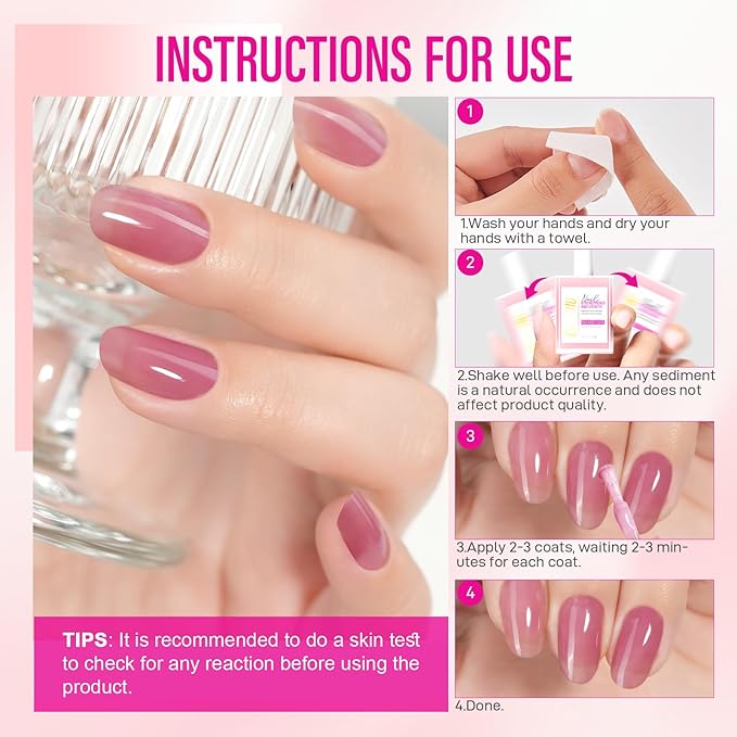 Nail Strengthener for Women: 8 in 1 Dusty Rose Nail Hardener Extra Strong and Growth - Nail Polish Hardener for Weak and Damaged Nails 15ml
