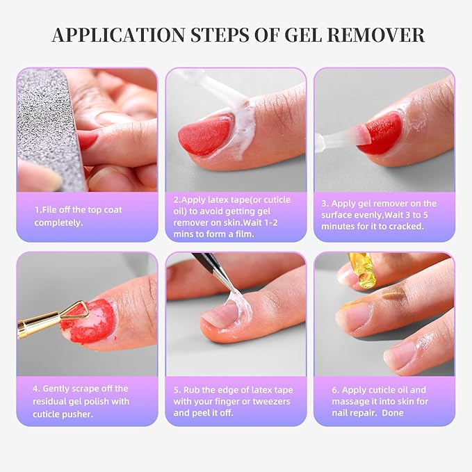 Gel Nail Polish Remover,Fast-Acting Gel Nail Remover with No-Soak Technology, 2-5 Minute Nail Gel Remover Solution, Salon-Grade Formula & Low Odor, for Home & Salon Use (15ml)