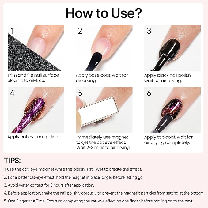 MIZHSE 9D Cat Eye Nail Polish Non Gel, Quick Dry Pink to Orange Magnetic Nail Polish with Magnet, Air Drying Fast Cateye Nail Lacquer Galaxy Effect Manicure Home Gift for Women 0.5 fl.oz 15ml