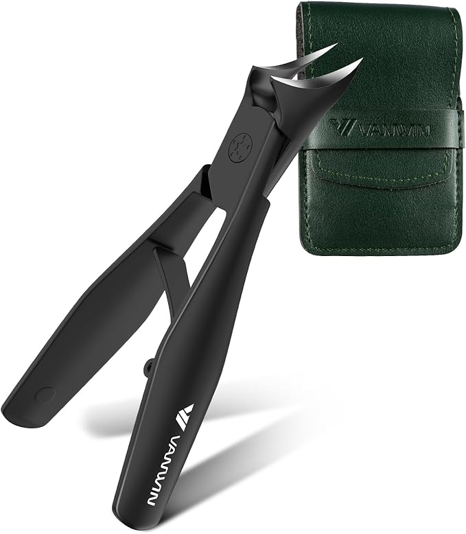 Ingrown Nail Clippers, Slant Curved Blade Nail Clippers for Men Thick Ingrown Toenails with 33mm Wide Jaw Opening, Heavy Duty Stainless Steel Toenail Clippers for Seniors Thick Toenails Black