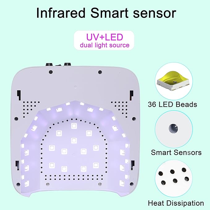 ๐๐ฉ๐ ๐ซ๐๐๐๐ 72W Cordless Led Nail Lamp, Rechargeable Nail Dryer, Portable Gel UV Led Nail Light with Metallic Reflector Base, Professional Gel Curing Lamp with 4 Timer Setting for Home and Salon