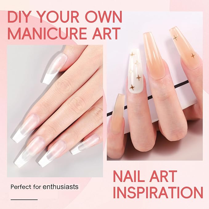 PEACECOLOR Poly Nail Gel Kit with U V Light, 3 Colors Clear Pink Nude 16ML Poly Extension Gel Nail Kit with Slip Solution for Beginners Manicure Tools DIY Home Salon Art Design