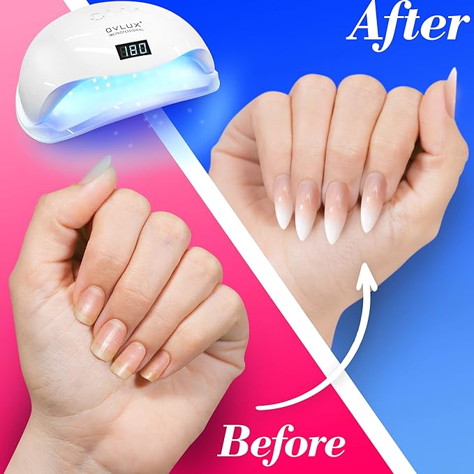 OVLUX 180W UV LED Nail Lamp โ Professional Fast Nail Dryer for Gel Polish with 57 LEDs, Auto Sensor, LCD Display, 4 Timer Settings, Cures Fingernails & Toenails, Salon Quality for All Gel Types