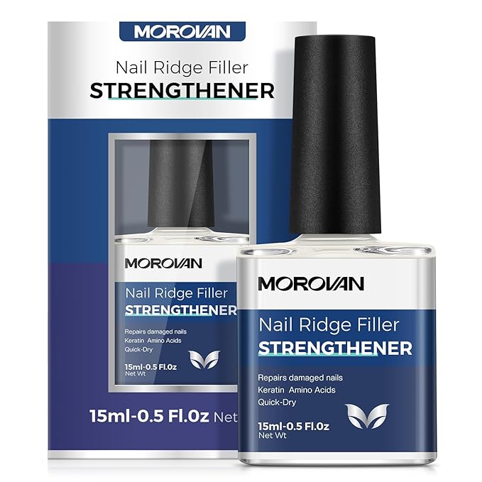 Morovan Nail Strengthener and Growth: Nail Polish Hardener for Damaged Nails Treatment Natural Keratin Repair Ridge Filler Prevents Discoloration Crack Thin Essential Manicure Nail Care Women