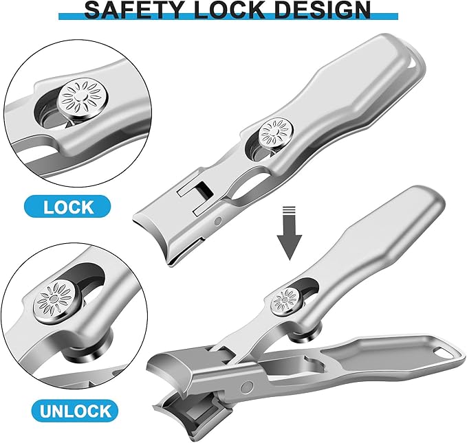 Heavy Duty Nail Clippers for Men with Catcher, Toe Nail Clippers for Thick Nails, Wide Opening, Self Collecting, Ultra-Sharp and Durable EDC Fingernail Toenail Clippers for Men and Women