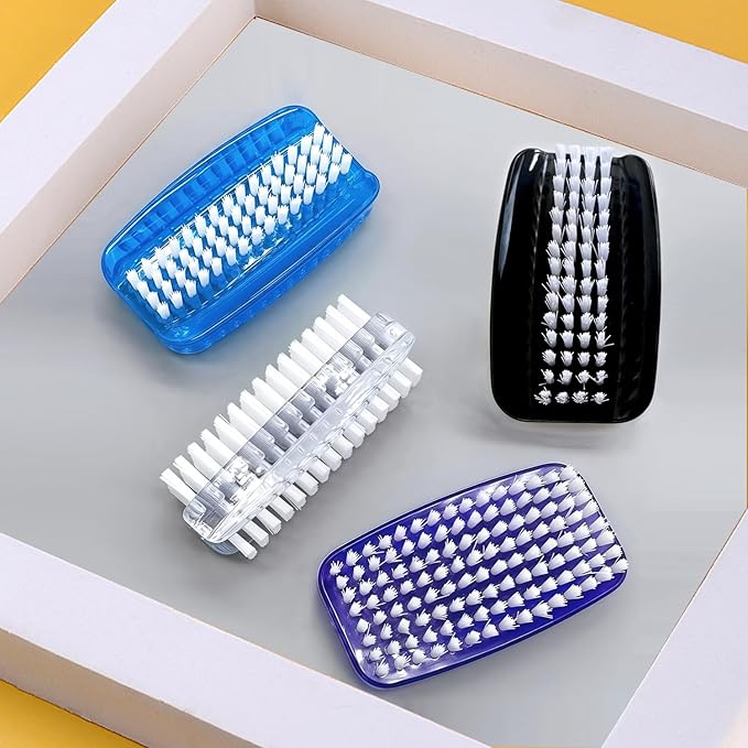 Nail Brush for Cleaning Fingernails Two Sided Fingernail Scrub Brush Soft Stiff Nylon Bristles Scrubber Brush for Hand and Under Nails,4 Pack