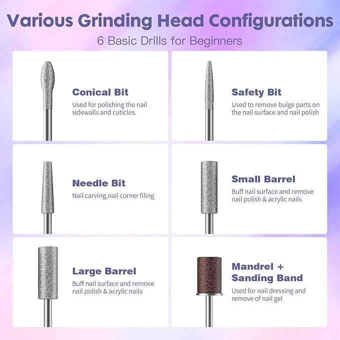 Electric Nail File,Nail Drill Kit with Nail Lamp,Cordless Nail Filer for Acrylic Gel Nails,Professional Nail Drill Machine Polishing Tool Manicure Pedicure Kit Efile Nail Supplies for Home Salon