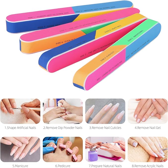 10 Pcs 7 Way Nail Buffer Blocks Nail Files Buffing Block for Shaping & Shining Natural Nails Manicure Tool