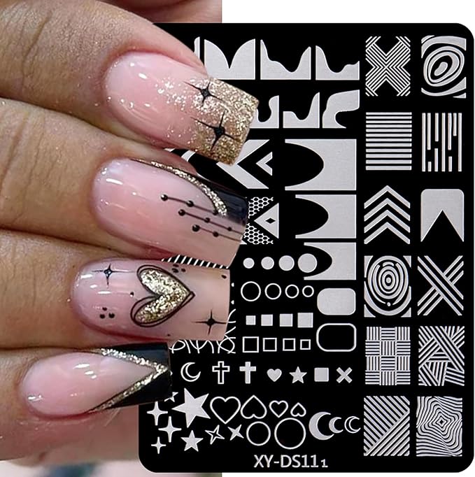 Valentine Nail Art Stamping Plate Kit,Love Heart Butterfly Flower Cat Design Stamp Templates,Love Words Stamp Templates Kit,Valentines Romantic Metal Nail Plates for DIY Printing Decor 4Pcs