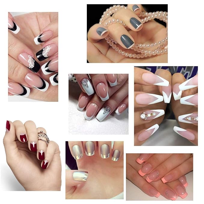 TailaiMei 1752 Pieces 3 Designs French Manicure Nail Art Stickers, Self-Adhesive Nail Tips Guides for DIY Decoration Stencil Tools (36 Sheets)