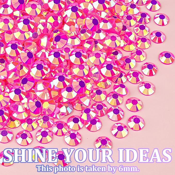 30000Pcs Resin Rhinestones for Bedazzling with Tweezers, Hot Pink AB Rhinestones for Crafting with B7000 Jewelry Glue for DIY Crafts Clothing Tumblers Shoes Fabric Nail Art