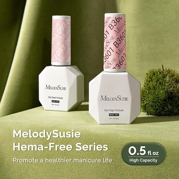 MelodySusie Hema Free Gel Nail Polish, 0.5 Fl Oz Thick Ballerina Pink Gel Polish, Non-Toxic, Long Lasting, Soak Off UV Nail Polish, Manicure Nail Design Salon DIY Nail Art at Home B3601