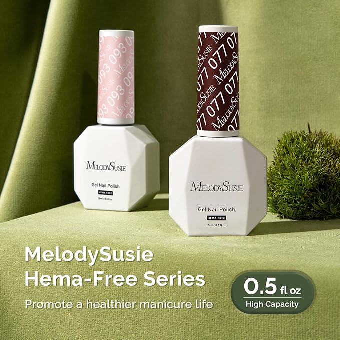 MelodySusie Hema Free Gel Nail Polish, 0.5 Fl Oz Thick Red Brown Gel Polish, Non Toxic, Long Lasting, Soak Off UV Nail Polish, Manicure Nail Design Salon DIY Nail Art at Home 077