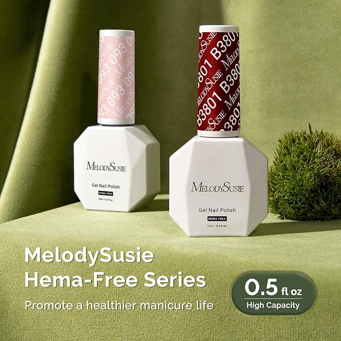 MelodySusie Hema Free Gel Nail Polish, 0.5 Fl Oz Thick Garnet Red Gel Polish, Non-Toxic, Long Lasting, Soak Off UV Nail Polish, Manicure Nail Design Salon DIY Nail Art at Home B3801
