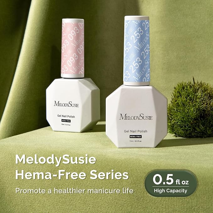 MelodySusie Hema Free Gel Nail Polish, 0.5 Fl Oz Thick Light Blue Gel Polish, Non Toxic, Long Lasting, Soak Off UV Nail Polish, Manicure Nail Design Salon DIY Nail Art at Home 253