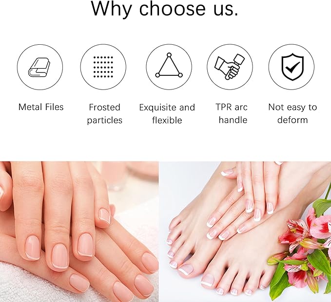 Metal Nail File,TPR Non-Slip Handle,Nail Files for Natural Nails Made of Stainless Steel, Diamond Finger Nail Filers for Women Sapphire Grit