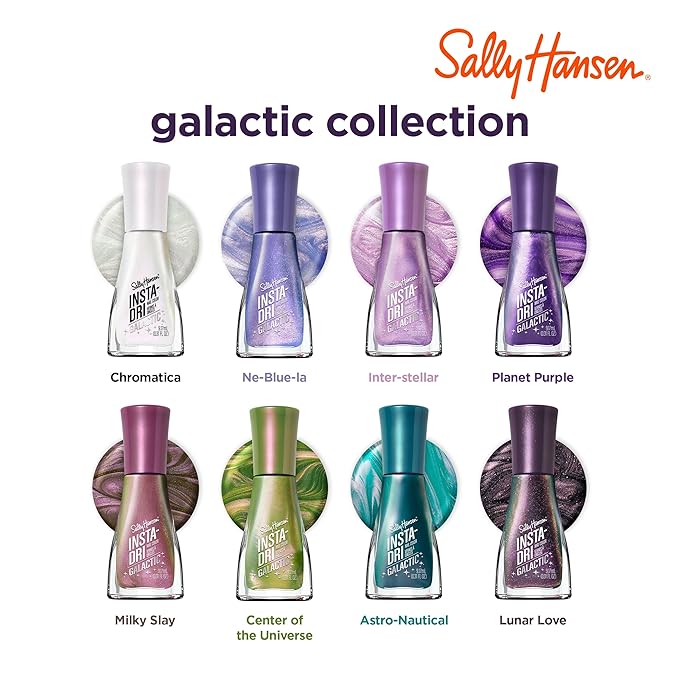 Sally Hansen Insta-Dri Galactic Nail Polish | Quick Dry, Long Lasting, Streak-Free Shine | Semi-Opaque, Shimmery | 112 Planet Purple | Iridescent Violet Nail Color