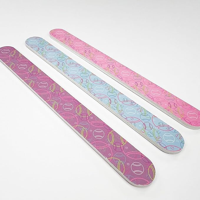 Racquet Inc. - Tennis Nail File 3-Pack - Double-Sided Emery Board for Nail Care, Manicure & Pedicure, Professional Nail Buffer & Filer for Smooth, Shaped Nails