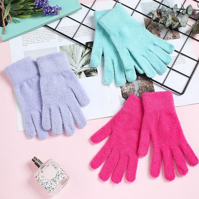 3 Pairs Moisturizing Aloe Gloves for Dry Hands Overnight Aloe Spa Infused Hydrating Cracked Hand Moisturizer Gloves for Women Men Chapped Skin(Stylish Color)