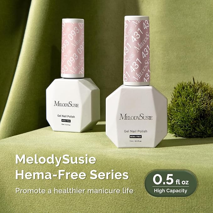 MelodySusie Hema Free Gel Nail Polish, 0.5 Fl Oz Thick Neutral Nude Gel Polish, Non Toxic, Long Lasting, Soak Off UV Nail Polish, Manicure Nail Design Salon DIY Nail Art at Home 431