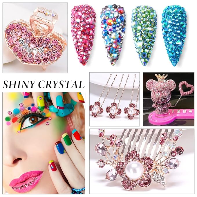 Non Hotfix Flatback Rhinestones for Crafts, Glass Nail Gems, Crystals for Makeup Bags, Shoes Decoration DIY (SS30, 288pcs, Rose)