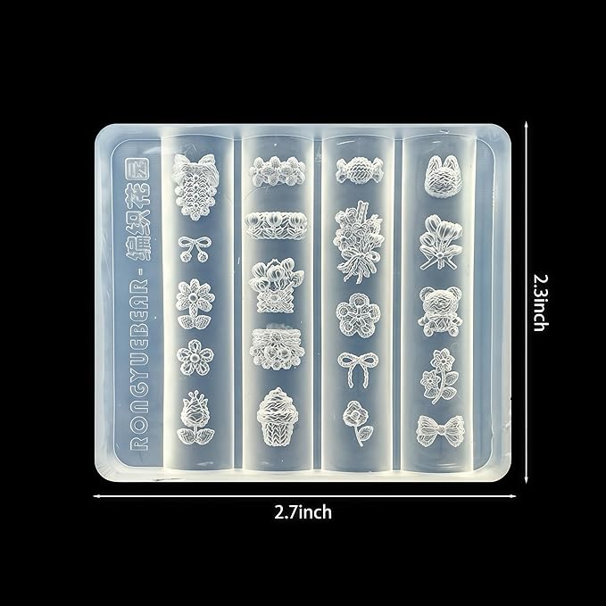 3D Knitting Nail Art Molds Winter Bow Design, Silicone Nails Tool Y2k Decoration