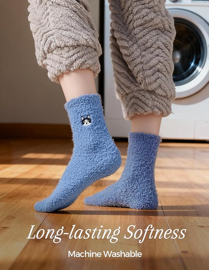 TEHOOK Warm & Cozy Gifts for Women, Stocking Stuufers, Fluffy Fuzzy Plush Sleeping Slipper Socks - Soft Warm Fabric