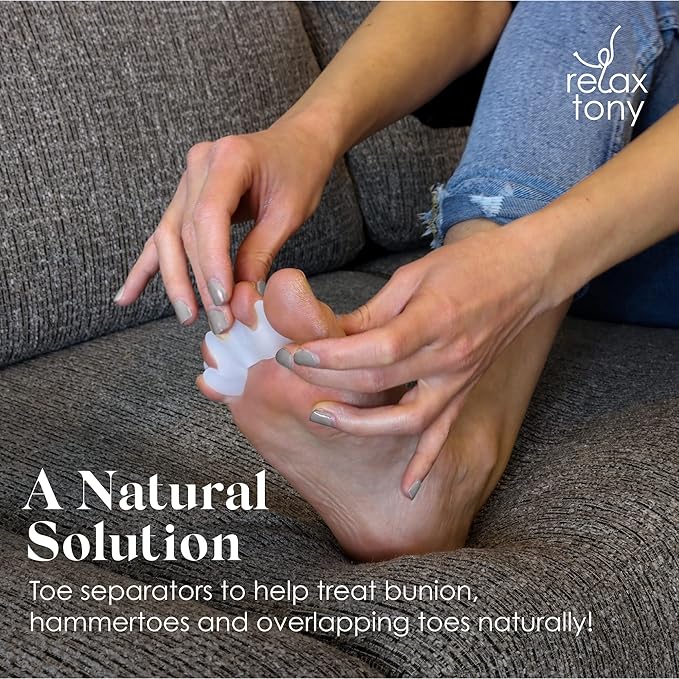 Gel Toe Separators, Spreaders & Straighteners | Hammer Toe Separator to Relieve Foot Pain & Correct Toes | Toe Spacers for Feet with Overlapping Toes | Bunion Corrector for Women & Men