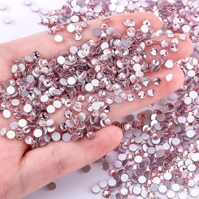 Novani Rhinestones 1440pcs SS20 Glass Rhinestones Crystal Flatback Gemstones for Crafts Nails Makeup Bags and Shoes Decoration(SS20, Pink)