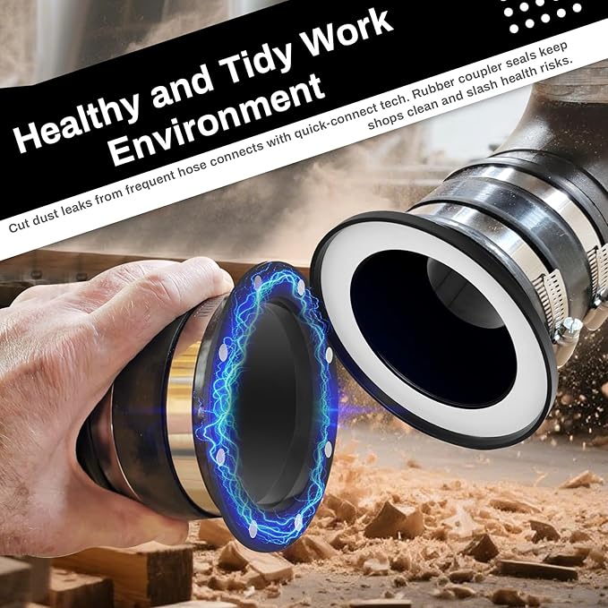 4" Magnetic Dust Collection Fittings 7-pack with Quick Connect Magnetic Fittings for Dust Collectors, Efficiently Transfer Hoses Between Machines