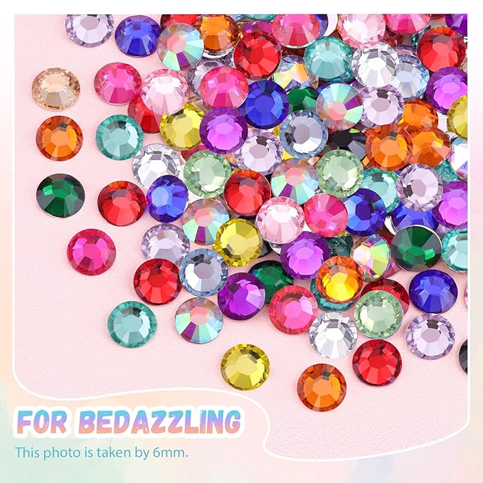 12600Pcs Resin Rhinestones for Bedazzling with 3Pcs B7000 Jewelry Glue, Multicolor 4mm Flatback Gems Rhinestones for Crafting, Clothing Tumblers Mugs Shoes Fabric Decor Nail Art