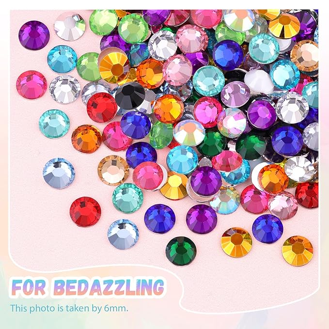 24000Pcs Resin Rhinestones with 1Pcs B7000 Jewelry Glue for Crafting, Multicolors 3mm Non Hotfix Flatback Gems, Bedazzling Crystal for DIY Crafts Clothing Tumblers Mugs Shoes Fabric Decor Nail Art