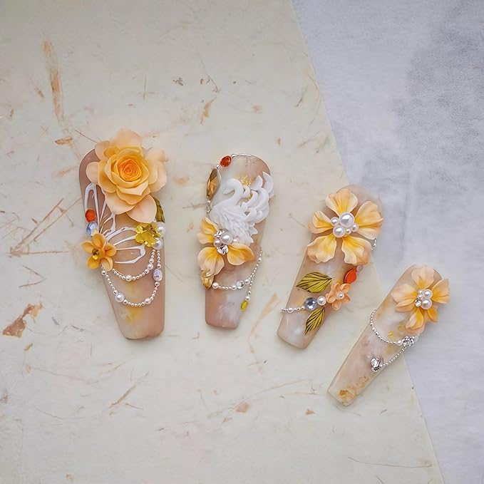 2 Pcs Flower Silicone Nail Art Molds for Women Resin Nail Design