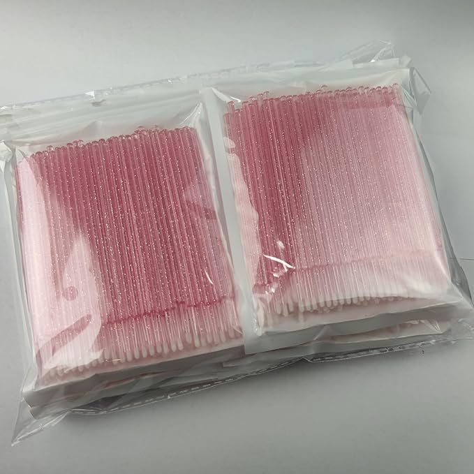 800 Pieces Microswabs for Eyelash Extensions, 10CM Lash Cotton Swabs, Microfiber Wands Brush for Lash Removal, Clean Mascara (Simple Packaging)-(Crystal Pink)