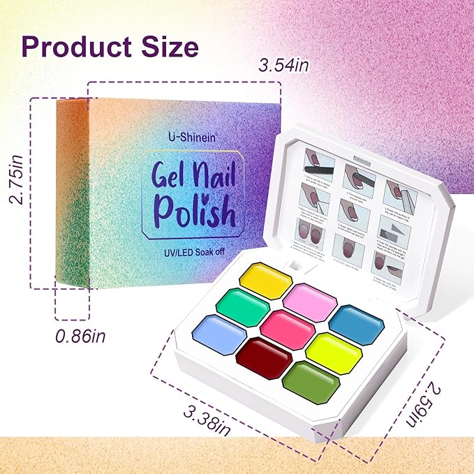 Gradient Painting Gel, 9 Bright Colors Ombre Gel Nail Polish Light Blue Pink Pigment Pat Nails Aura Nails French Manicure Soak Off UV Long-lasting No-wipe Home Salon DIY Nail Art ChromaGlow