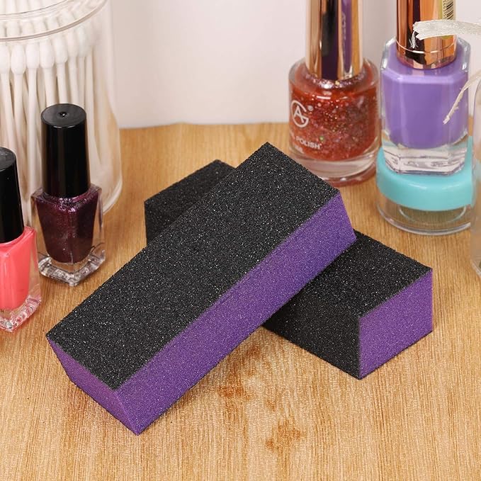 20 Pcs Nail Buffer Block Sponge Sanding Buffing File 80/120 Grit 3 Sides Nail Files for Manicure Nail Tools (Purple Black)