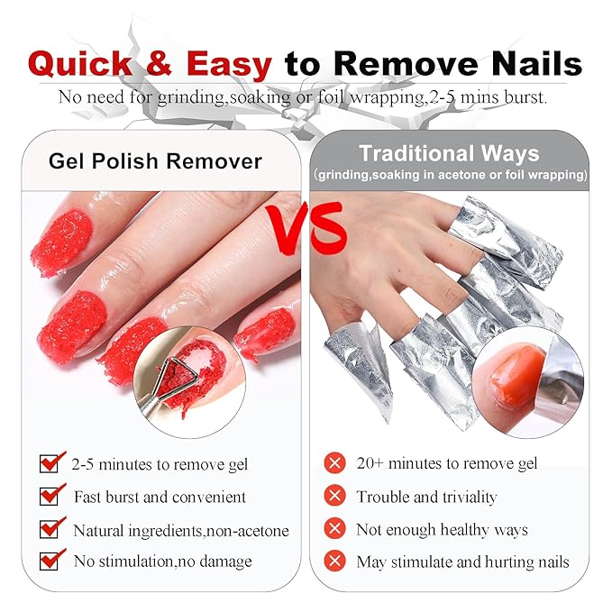 Gel Remover for Nails & Cuticle Oil for Nails,Nail Remover Quick Remove Gel Nail Polish within 3-5 mins, Nail Polish Remover removedor de esmalte gel