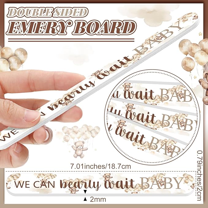 50 Pcs We Can Bearly Wait Baby Shower Party Favors Decorations Baby Shower Games Winners Prizes Gifts Bulk Bear Emery Board Nail Files for Adults Guests Gender Reveal Favors Gift Bags Stuffers