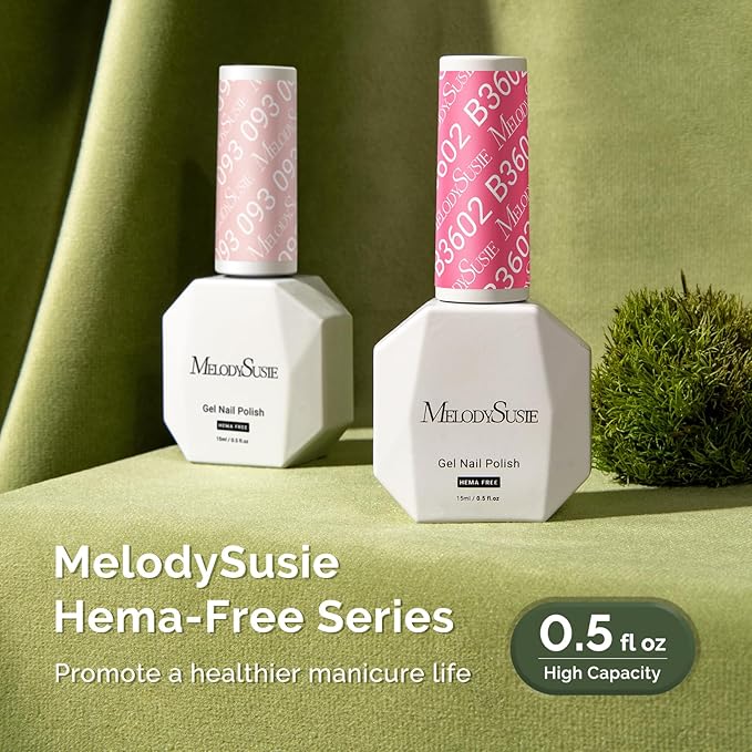 MelodySusie Hema Free Gel Nail Polish, 0.5 Fl Oz Thick Flamingo Pink Gel Polish, Non-Toxic, Long Lasting, Soak Off UV Nail Polish, Manicure Nail Design Salon DIY Nail Art at Home B3602