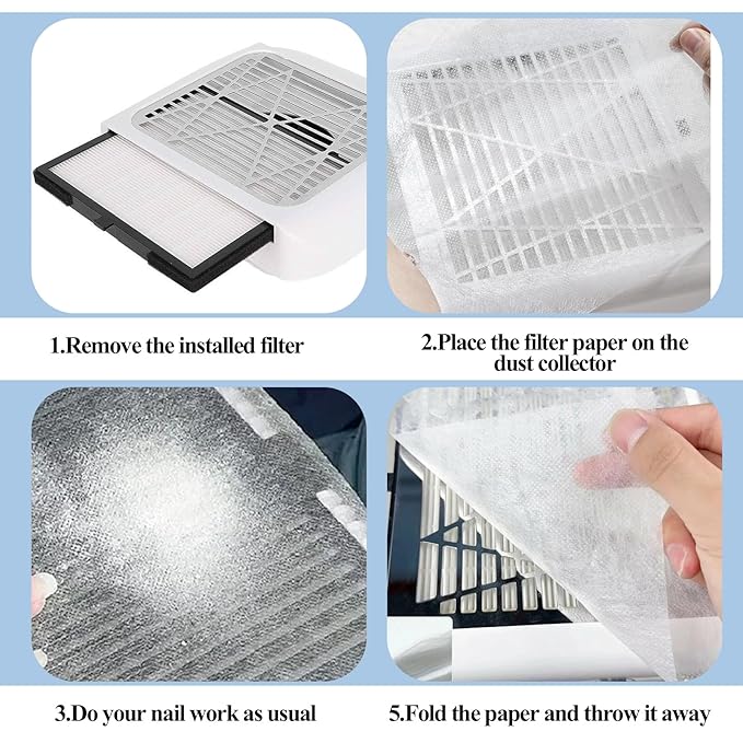 200 Sheets Nail Dust Collector Filter Paper Nail Vacuum Dust Collector Disposable Nails Dusts Filters for Most of Nails Dusts Collectors Machine for Salon Spa Tech Supplies Accessories