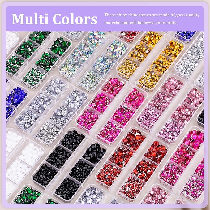 Resin Rhinestones for Crafting, 2 Boxeses Champagne Multi Sizes Flatback Bedazzling Crystals for Crafts Nail Art Deco, Non Hotfix Gems Charms for Tumbler Shoes Clothing Fabric Face Makeup