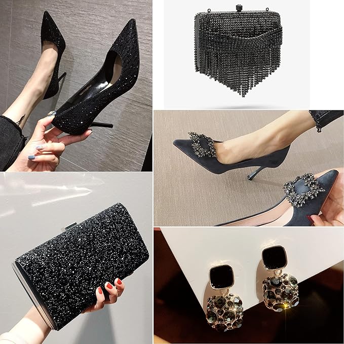 Beadsland 7200pcs Flatback Rhinestones,Gray Rhinestone Nail Gems Round Crystal Rhinestones for Crafts,Mixed 6 Sizes with Wax Pencil Kit, SS3-SS10,Black Diamond