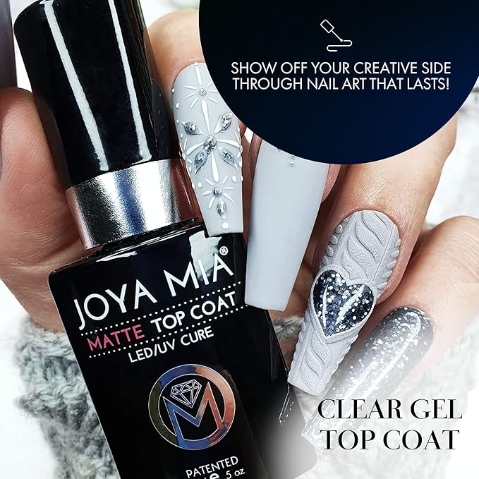 JOYA MIA - No Wipe Matte Top Coat for Acrylic & Gel Nails, Long-Lasting Soak-Off Top Coat, 15 mL