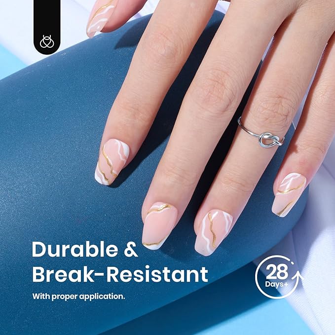 Beetles Gel Nail Kit Etch X Nail Tips 504Pcs Pre Filed Half Matte XS Short Coffin Gel Nail Tips Full Cover False Fake Clear Acrylic Press on Nails