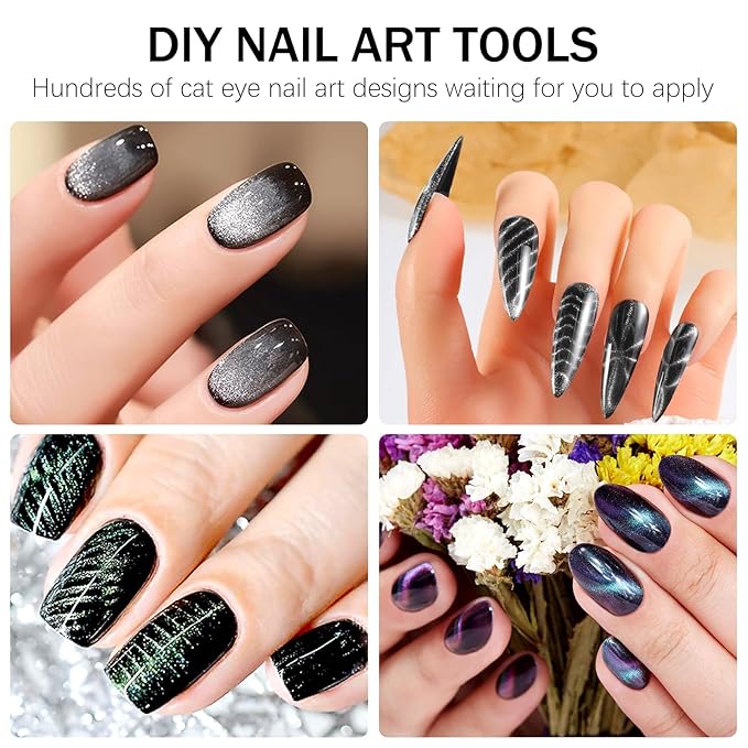 38 PCS Cat Eye Magnet For Nails Cat Eye Gel Nail Polish Magnet 3 IN 1 Cat Eye Magnetic Nail Polish Wand Multifunctional Nail Art Magnet Manicure Design Tools DIY Salon Accessories