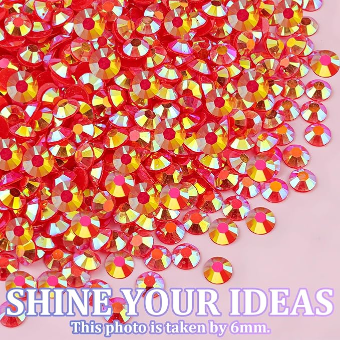 30000Pcs Resin Rhinestones for Bedazzling with Tweezers, Red AB Rhinestones for Crafting with B7000 Jewelry Glue for DIY Crafts Clothing Tumblers Shoes Fabric Nail Art