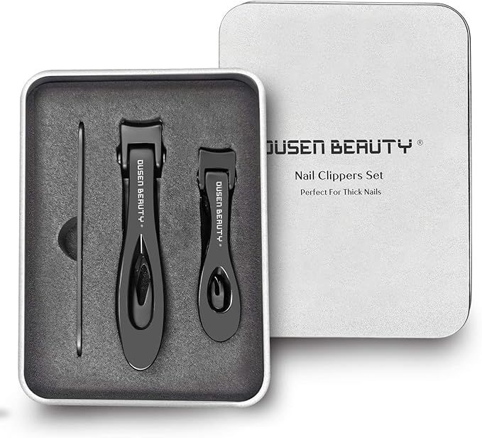 Nail Clippers for Thick Nails, Extra Wide Jaw Opening Nail Cutter for Thick Toenails, Stainless Steel Finger & Toe Nail Clipper with Nail File 3 Pcs Set for Seniors & Adult & Men & Women