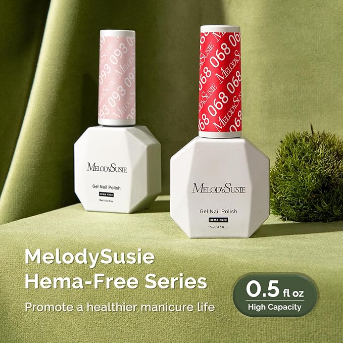MelodySusie Hema Free Gel Nail Polish, 0.5 Fl Oz Thick Bright Red Gel Polish, Non Toxic, Long Lasting, Soak Off UV Nail Polish, Manicure Nail Design Salon DIY Nail Art at Home 068