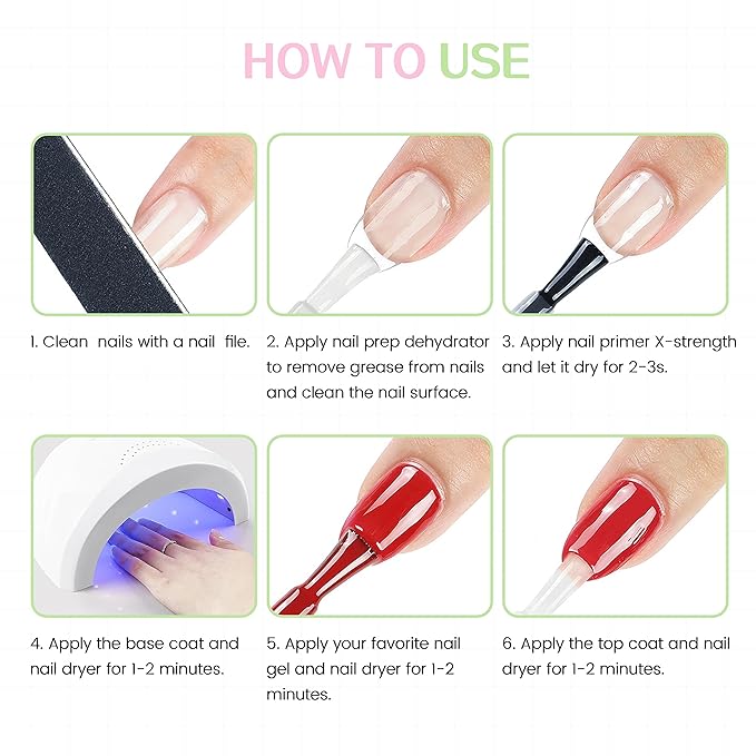 15ml Nail Prep Dehydrator & Primer X-Strength Set - Nail Bonding Kit with Cuticle Oil & Strengthener