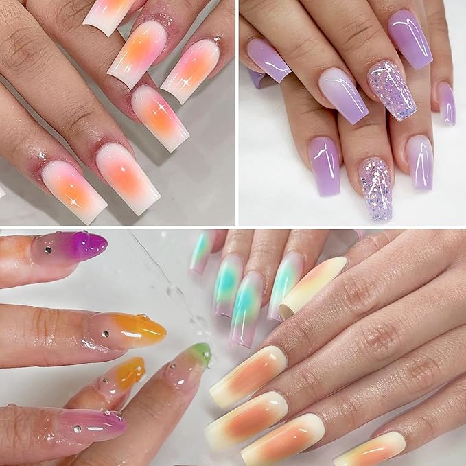 9 Colors Nail Pigment Palette Gradient Ombre Nail Powder Set for DIY Manicure Beginners - Perfect Nail Design with Ultra Fine Powder - Includes 5 Sponge Sticks 1 Brush #06